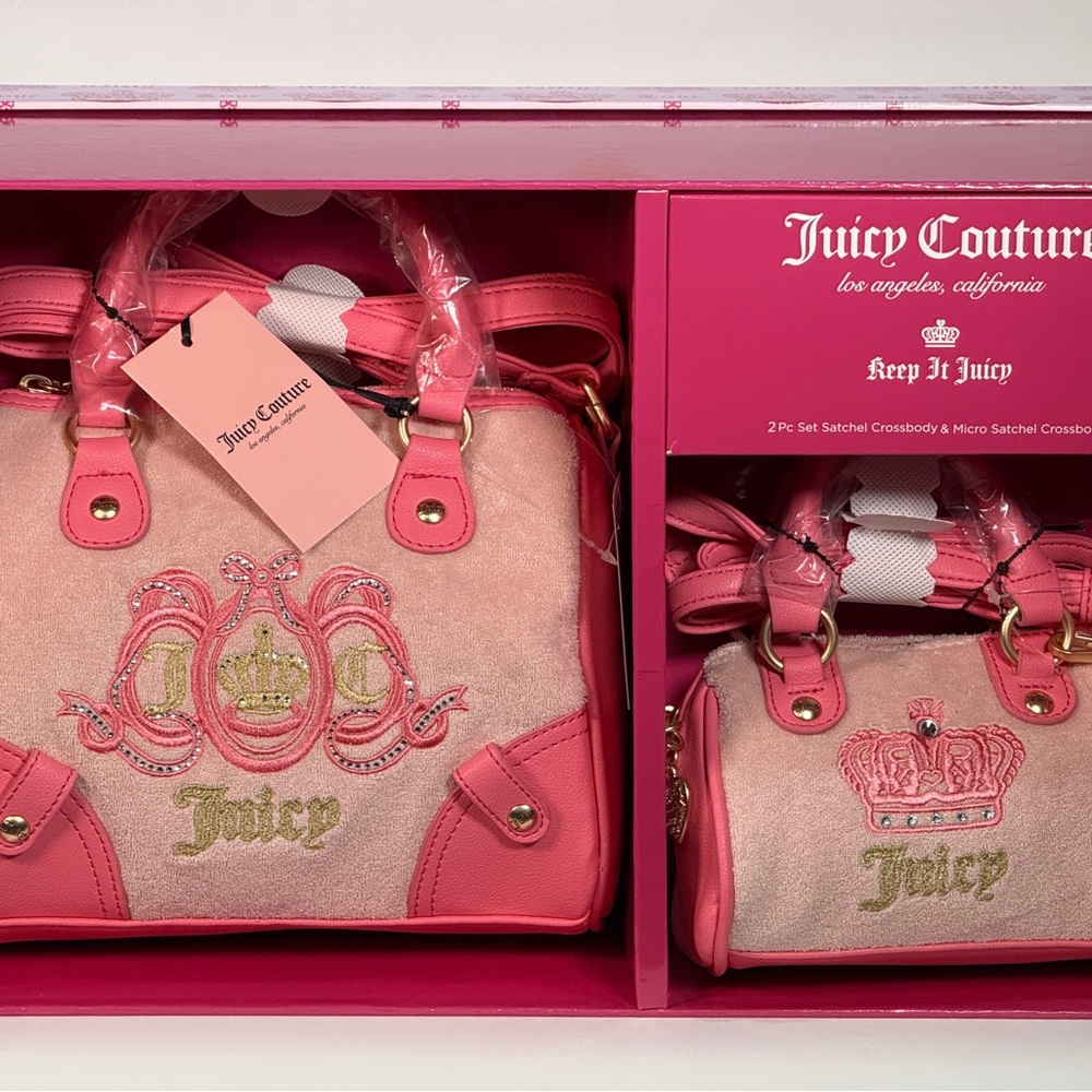 Juicy Couture Pink Satchel & Micro Lovers club Satchel Set